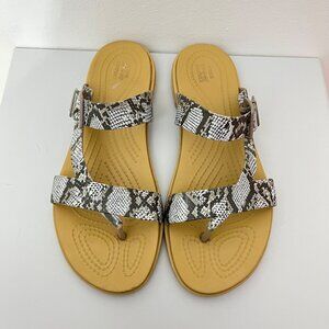 CROCS Snake Print Sandals - Black and White
